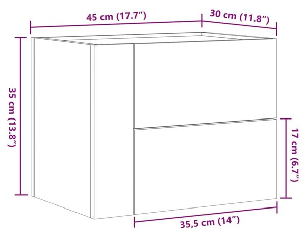 Κομοδίνο Επιτοίχιο Καφέ Δρυς 45x30x35 εκ. - Καφέ