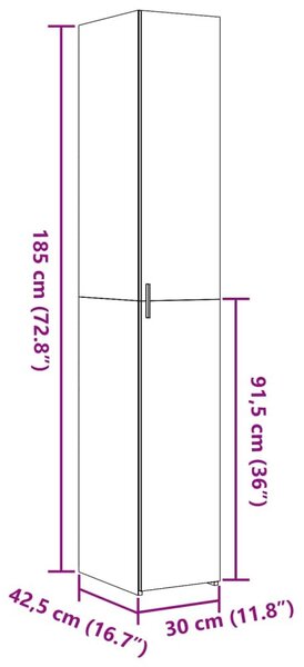 Ντουλάπι Sonoma Δρυς 30x42,5x185 εκ. από Επεξεργασμένο Ξύλο - Καφέ