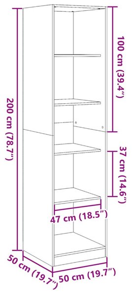 Ντουλάπα Καφέ Δρυς 50x50x200 εκ. από Επεξεργασμένο Ξύλο - Καφέ