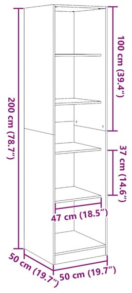 Ντουλάπα Λευκή 50 x 50 x 200 εκ. από Επεξ. Ξύλο - Λευκό