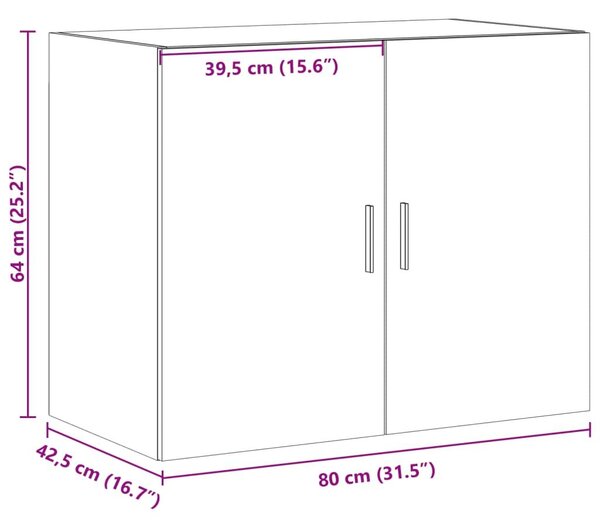 Ντουλάπι Τοίχου Γκρι Σκυρ. 80x42,5x64 εκ. Επεξεργασμένο Ξύλο - Γκρι