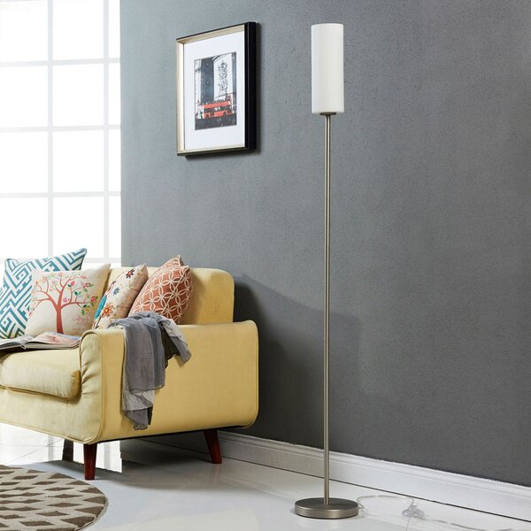 Lindby Φωτιστικό δαπέδου Vinsta, ύψος 153 cm, λευκό, γυαλί, μέταλλο, Λευκό, Σαλόνι / τραπεζαρία, Γυαλί, σύγχρονο