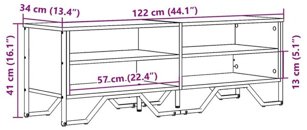 Έπιπλο Τηλεόρασης Sonoma Δρυς 122x34x41 εκ. Επεξεργασμένο Ξύλο - Καφέ