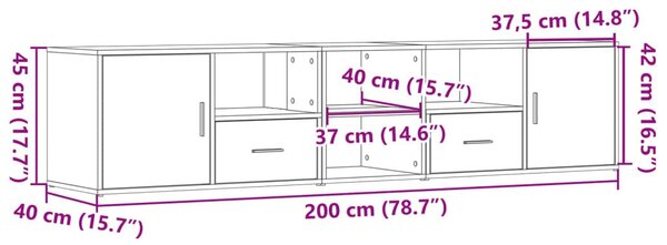 Γωνιακό Έπιπλο Καπνιστή δρυς 200x40x45 εκ. από Επεξεργ. Ξύλο - Καφέ