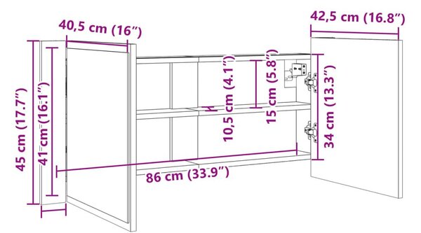 Καθρέφτης Ντουλάπι Sonoma Δρυς 100x12x45 εκ. Επεξ. Ξύλο - Καφέ