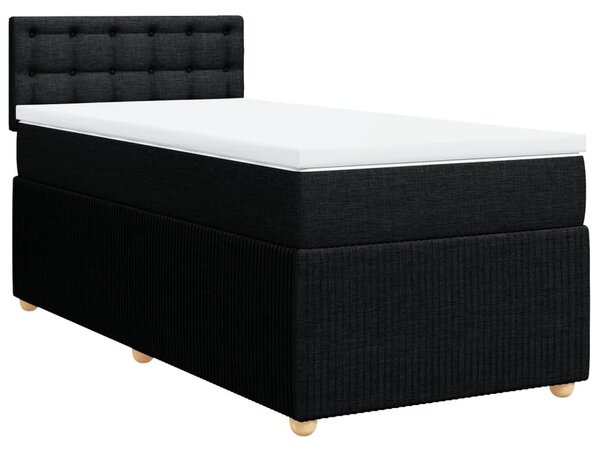 Κρεβάτι Boxspring με Στρώμα Μαύρο 90x190 εκ.Υφασμάτινο - Μαύρο