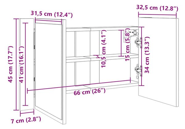 Καθρέφτης Ντουλάπι Sonoma Δρυς 80x12x45 εκ. Επεξ. Ξύλο - Καφέ