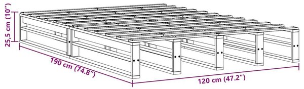 Σκελετός Κρεβατιού Χωρίς Στρώμα 120x190 εκ Μασίφ Ξύλο Πεύκου - Καφέ