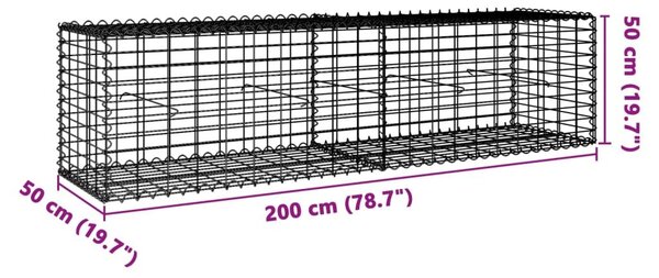 Συρματοκιβώτιο με Κάλυμμα 200x50x50 εκ. από Γαλβανισμένο Χάλυβα - Ασήμι