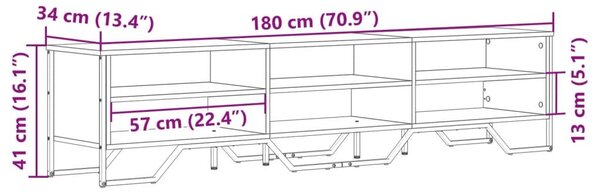 Έπιπλο Τηλεόρασης Γκρι Sonoma 180x34x41 εκ. από Επεξεργ. Ξύλο - Γκρι