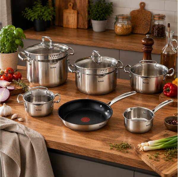 Σετ Σκεύη Μαγειρικής Tefal Duetto+ από ανοξείδωτο ατσάλι - 6 Τεμάχια