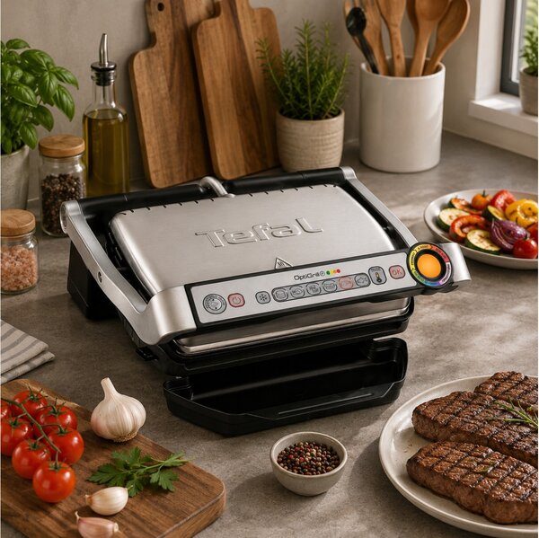 Τοστιέρα - Γκριλιέρα Tefal OptiGrill+ GC712D12 με 6 προγράμματα, ισχύ 2000W και επιφάνεια ψησίματος 30x20cm - Silver