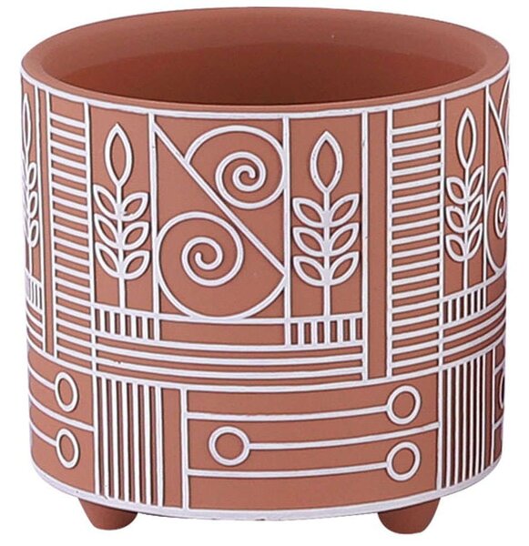 Κασπώ Ανάγλυφα Γραμμικά 06-00-24503 Φ17x16,5cm Terracotta-White Marhome