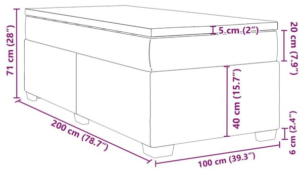 Κρεβάτι Boxspring με Στρώμα Μαύρο 100x200εκ.από Συνθετικό Δέρμα - Μαύρο