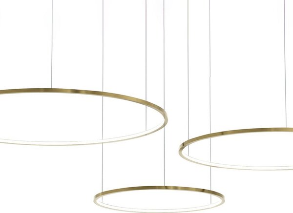 Milagro Lighting LED κρεμαστή λάμπα Saturno, χρυσό χρώμα, 3 φώτα, μέταλλο, 4.000 K, Χρυσό / Ορείχαλκου, Σαλόνι / τραπεζαρία, Μέταλλο, σύγχρονο