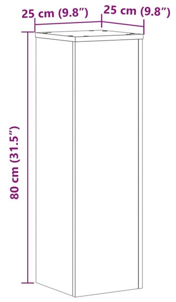 Βάσεις Φυτών 2 τεμ. Όψη Παλαιού Ξύλου 25x25x80 εκ. Επεξ. Ξύλο - Καφέ