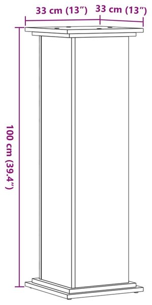 Βάσεις Φυτών Αρτισιανή Δρυς 33x33x100 εκ. Επεξ. Ξύλο - Καφέ