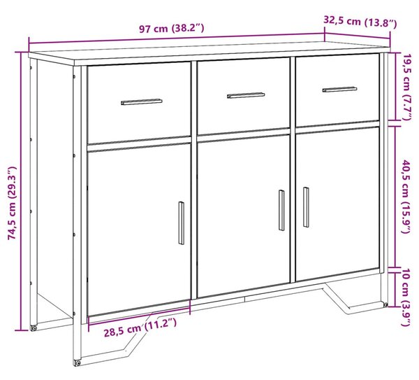 Συρταριέρα Μαύρη 97x32,5x74,5 εκ. από Επεξεργασμένο Ξύλο - Μαύρο