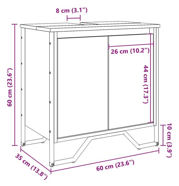 Ντουλάπι Νιπτήρα Μπάνιου Μαύρο 60x35x60 εκ. Επεξεργασμένο Ξύλο - Μαύρο