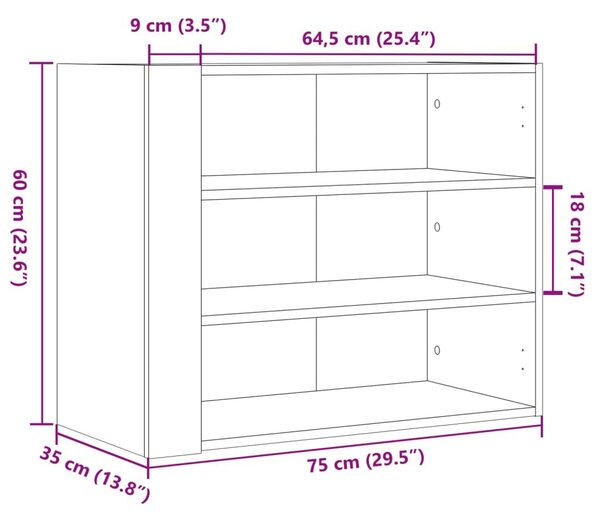 Ντουλάπι Τοίχου Καφέ Δρυς 75x35x60 εκ. Επεξεργασμένο Ξύλο - Καφέ