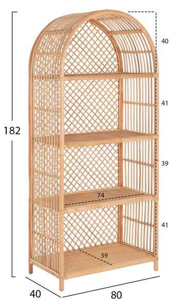 ΒΙΒΛΙΟΘΗΚΗ FB99552 ΑΠΟ ΦΥΣΙΚΟ RATTAN ΣΕ ΦΥΣΙΚΟ ΧΡΩΜΑ 80x40x182Υεκ