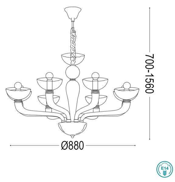 Πολυέλαιος Ideal Lux Casanova 044255 Διάφανος