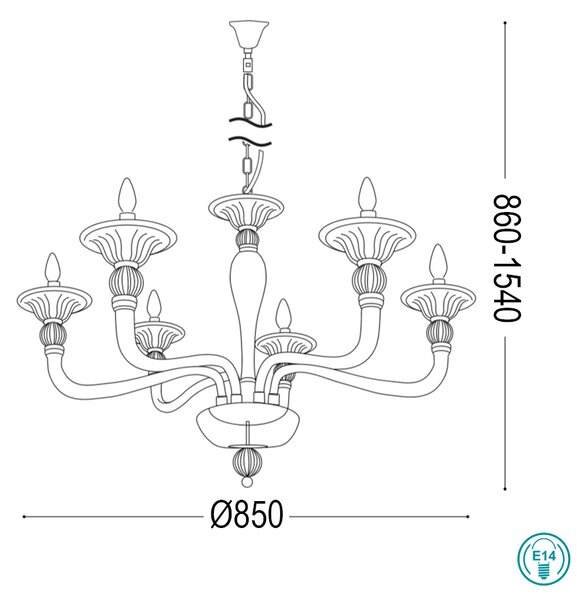 Πολυέλαιος Ideal Lux Danieli 159942 Μελί