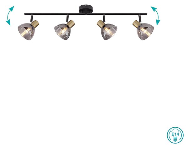 Φωτιστικό Οροφής Globo Lighting Jay 54305-4 Μαύρο