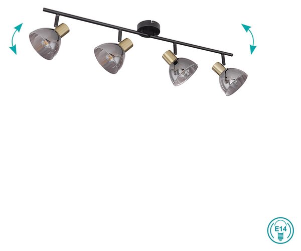 Φωτιστικό Οροφής Globo Lighting Jay 54305-4 Μαύρο