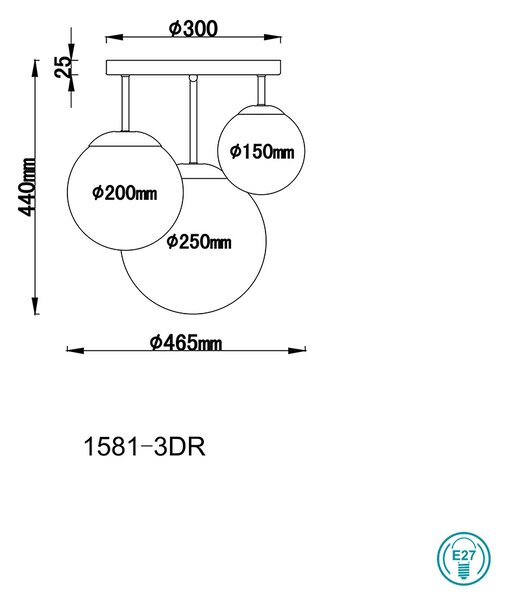 Κρεμαστό Φωτιστικό Globo Lighting Joel 1581-3DR Νίκελ Ματ