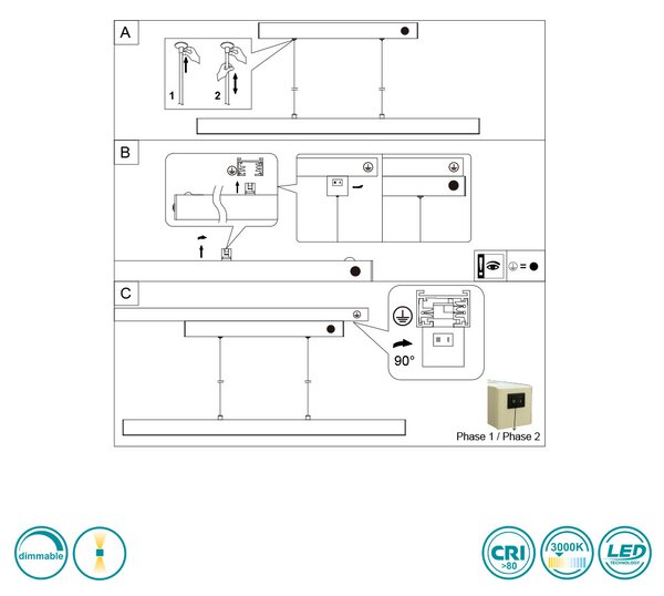 Κρεμαστό Ράγας DUOline Trio Lighting Paros 73043132 Μαύρο Ματ