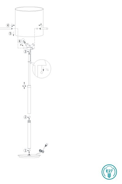 Φωτιστικό Δαπέδου Trio Lighting Camden 408300307 Νίκελ Ματ