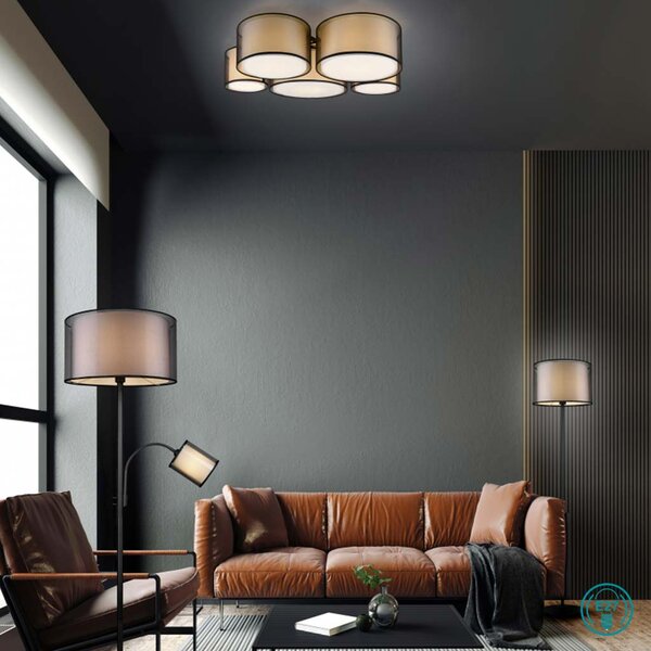 Φωτιστικό Οροφής Trio Lighting Burton 611400532 Μαύρο - Λευκό