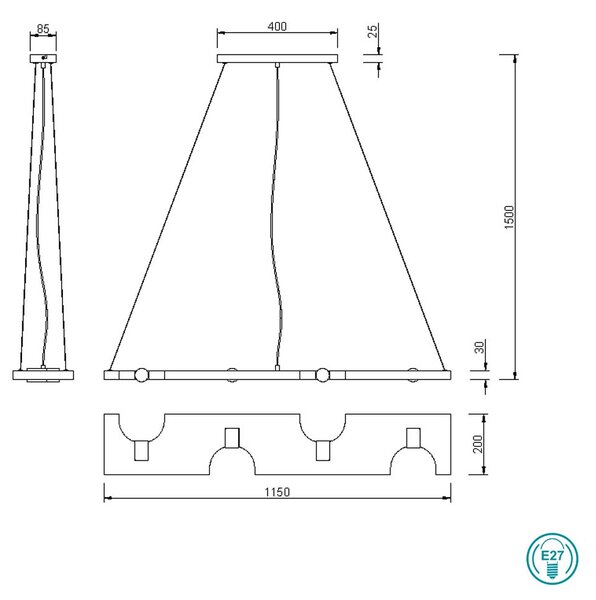 Φωτιστικό Κρεμαστό Ράγα Trio Lighting Tailor 314300430 Ξύλο