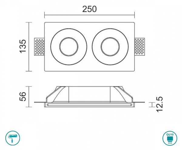 Φωτιστικό Σποτ Χωνευτό Γύψινο Spot Light Matos 6503
