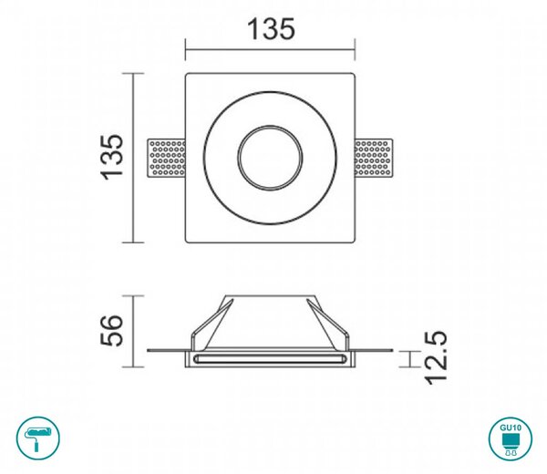 Φωτιστικό Σποτ Χωνευτό Γύψινο Spot Light Matos 6502