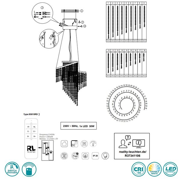 Φωτιστικό Κρεμαστό RL Lighting Pomp R37341106 D38 Χρώμιο