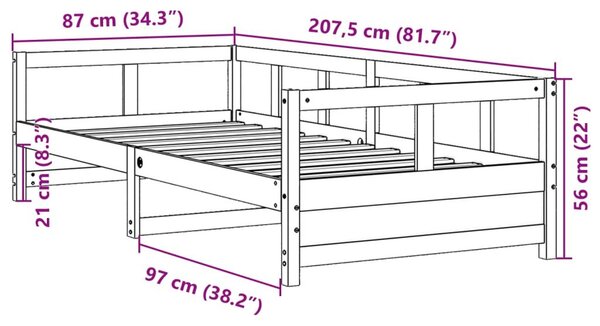 Καναπές Κρεβάτι Χωρίς Στρώμα Καφέ 80x200 εκ. Μασίφ Ξύλο Πεύκου - Καφέ