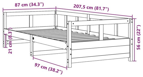 Καναπές Κρεβάτι με Στρώμα Λευκό 80x200 εκ. Μασίφ Ξύλο Πεύκου - Καφέ