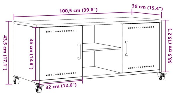 Έπιπλο Τηλεόρασης Μουσταρδί Κίτρινο 100,5x39x43,5εκ. από Ατσάλι - Κίτρινο