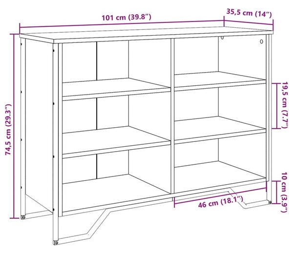 Μπουφές Γκρι Sonoma 101x35,5x74,5 εκ. από Επεξεργασμένο Ξύλο - Γκρι