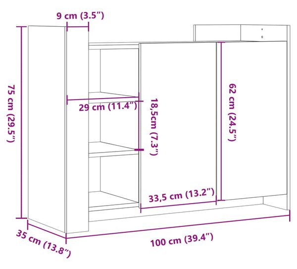 Ντουλάπι Γκρι Σκυρ. 100x35x75 εκ. από Επεξεργασμένο Ξύλο - Γκρι