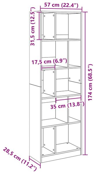 Βιβλιοθήκη Μαύρη 57x28,5x174 εκ. από Επεξεργασμένο Ξύλο - Μαύρο