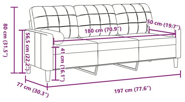 Καναπές Τριθέσιος Ροζ 180 εκ. Βελούδινος με Μαξιλάρια - Ροζ