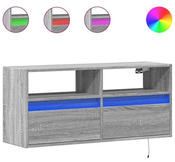 Έπιπλο Τοίχου Τηλεόρασης με LED Γκρι Sonoma 100x31x45 εκ. - Γκρι