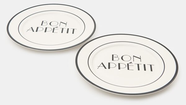 Sinsay - Κεραμικά πιάτα με επιγραφή Bon appétit 2 pack - πολυχρωμο