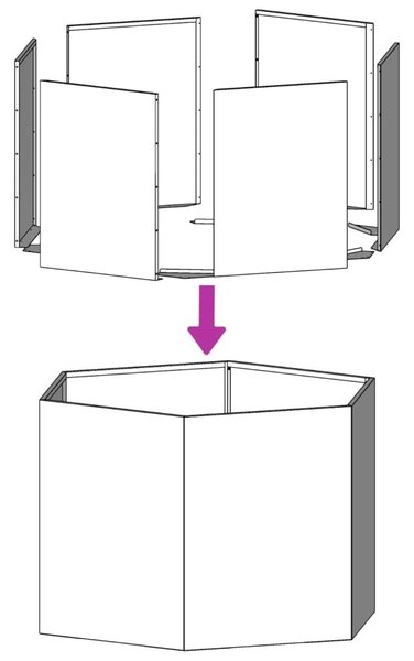 Ζαρντινιέρα Κήπου Εξάγωνη Μαύρη 138x120x45 εκ. Ατσάλι - Μαύρο