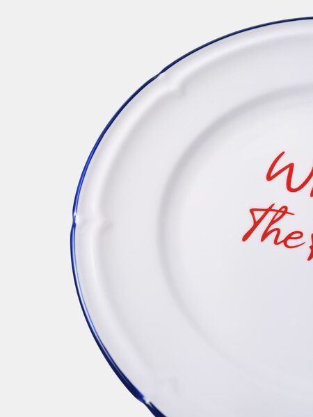 Sinsay - Κεραμικό πιάτο με επιγραφή Where is The Food? - μπλε