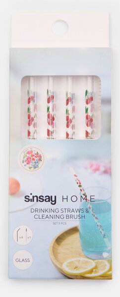 Sinsay - Γυάλινα καλαμάκια με μοτίβο φρούτων 4 pack - πολυχρωμο