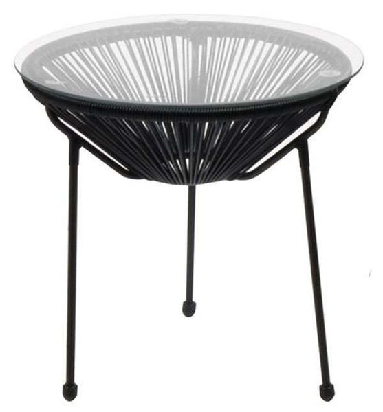 Τραπεζάκι Μεταλλικό Με Rattan Acapulco Φ.50cm Ε246,2 Black